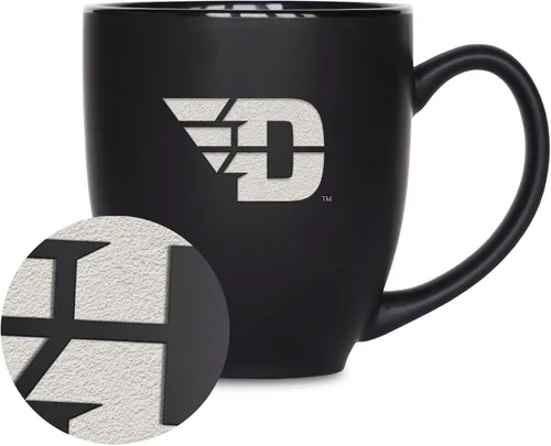 Vista 145 de Rico Industries - Taza de cerámica mate negra con grabado láser estándar de 15oz para NCAA (escuelas T & U) - Para bebidas calientes o frías