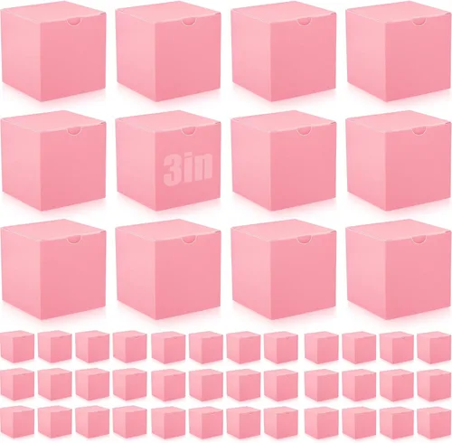 Vista 9 de Zhehao - Paquete de 48 cajas de regalo pequeñas de 10,2 x 10,2 x 10,2 cm, cajas de papel kraft cúbicas coloridas al por mayor, con tapas