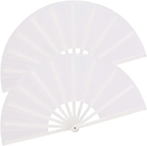 Vista 14 de Paquete de 4 ventiladores de mano plegables grandes, ventilador chino negro de Kung Fu Tai Chi, ventilador de tela de nailon para hombres y mujeres