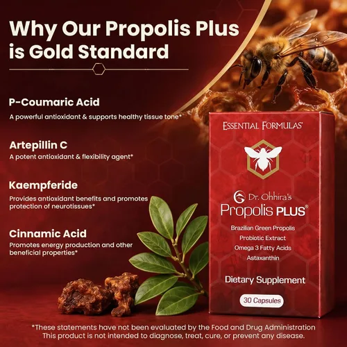 Vista 4 de Dr. Ohhira's Propolis Plus 30 Cápsulas con Propóleo Verde Brasileño