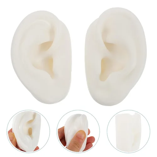 Vista 5 de POPETPOP Modelo de oreja de silicona suave, accesorios de exhibición de simulación de modelo de oído, herramientas de enseñanza, aretes