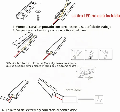 Vista 7 de THMOOTHER Difusor de canal LED en forma de U de 6.56 pies preperforado, paquete de 8 perfiles de aluminio con cubierta lechosa, montaje