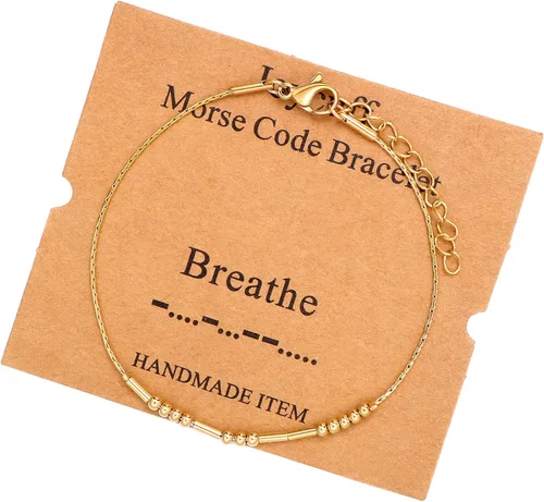Vista 214 de JoycuFF Pulseras inspiradoras de código morse para mujeres, cuentas de plata, joyería con mantra de motivación, regalos para ella