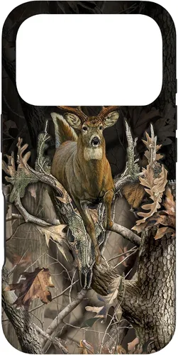 Vista 30 de Funda para iPhone 17 con diseño de camuflaje de caza de ciervos y cráneos