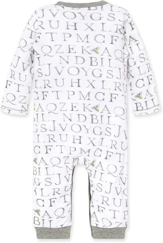 Vista 2 de Burt's Bees Baby - Enterizo para bebés niños, 100% algodón orgánico, conjunto de una pieza, Letra gris abeja., 18 Months