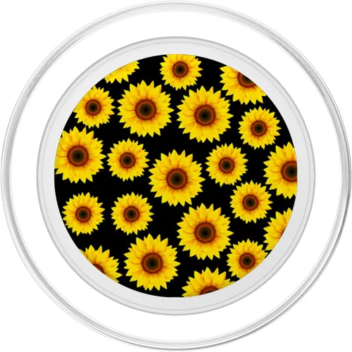 Vista 2 de Decoración de girasol amarillo sol flor fondo negro Girasol PopSockets MagSafe PopGrip para iPhone