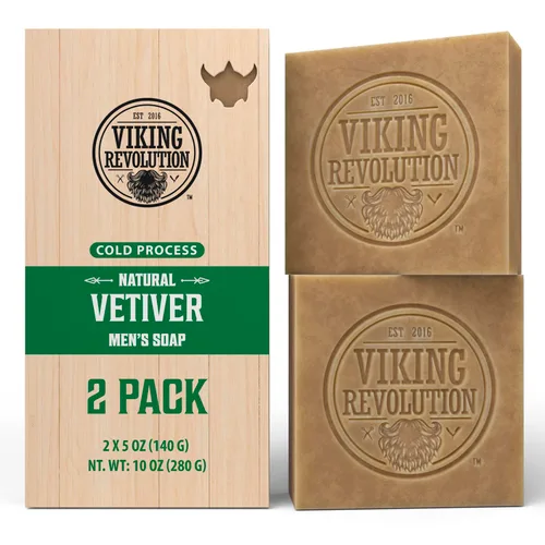 Vista 13 de Viking Revolution Jabón natural de bergamota para hombres, barra de jabón para hombre con aceites esenciales prensado en frío para hombres, jabón