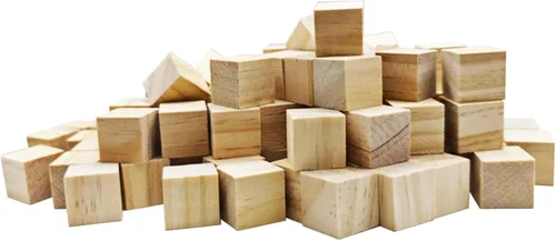 Vista 4 de MUXGOA Cubos de madera, paquete de 100 bloques de madera sin terminar para manualidades, bloques cuadrados de madera de 3/4 pulgadas