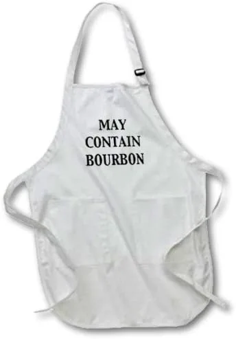 Vista 2 de 3dRose May Contain Bourbon - Delantal de longitud completa, 22 x 30 pulgadas, blanco, con bolsillos (apr_149797_1)