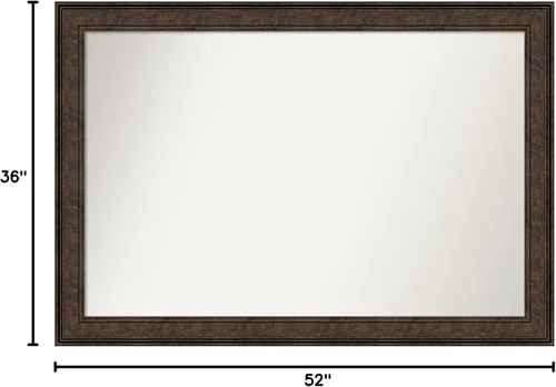 Vista 661 de Amanti Art Espejo de pared personalizado no biselado (25 x 25 pulgadas), marco de bronce acentuado, varios tamaños personalizados, espejo de baño