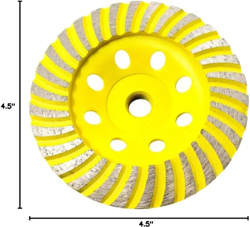 Vista 3 de CWD102H Rueda de Copa Diamante de 4.5" - Turbo - Serie Estándar C - 5/8" 11 T - Amarillo