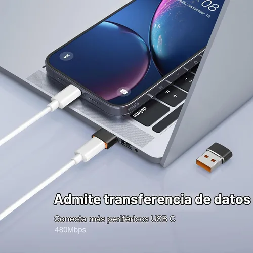 Vista 3 de Paquete de 10 adaptadores USB a USB C, adaptador USB C hembra a USB macho, carga rápida y transferencia de datos para iPhone 17 16 15 Plus Pro Max