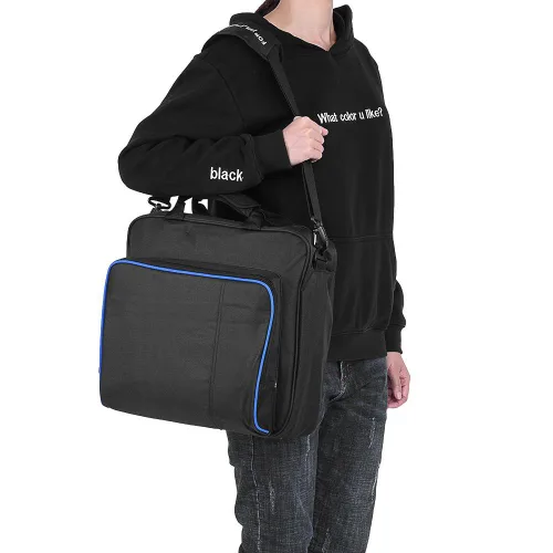 Vista 2 de Diyeeni PS4 Pro bolsa de transporte, impermeable, a prueba de golpes, sistema de juego, funda de viaje protectora con correa ajustable