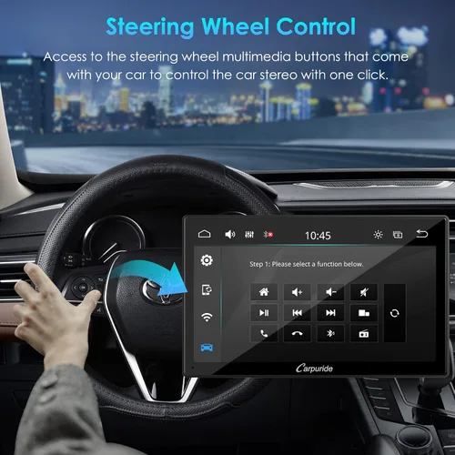 Vista 5 de Carpuride Estéreo de coche doble DIN de 9 pulgadas con CarPlay y radio