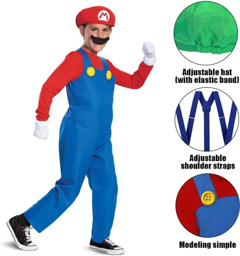 Vista 7 de ratote Mary and Luigi Hats Costume for AdultHalloween Cosplay Accessories Kit, Funny Couple Outfits for Men and Women