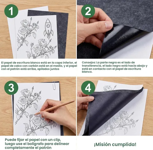 Vista 4 de PSLER Papel de carbón negro para trazado - 30 piezas de papel