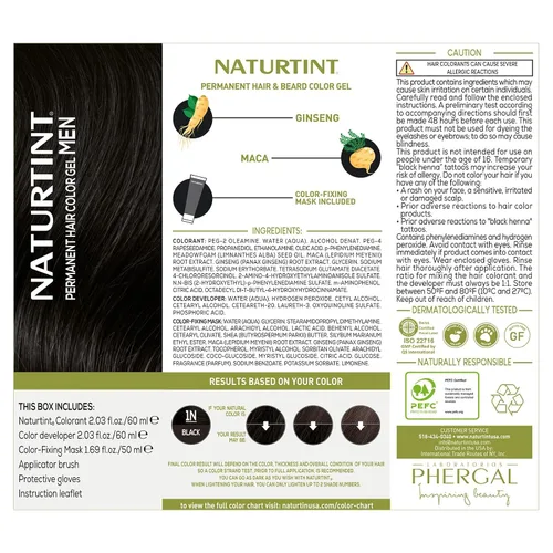 Vista 4 de Naturtint Tinte permanente para el cabello para hombre, barba y bigote (1N negro)