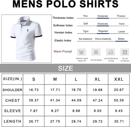 Vista 5 de CEHT Polo de manga corta y manga larga para hombre, de algodón, para golf, de ajuste delgado, casual, para hombre