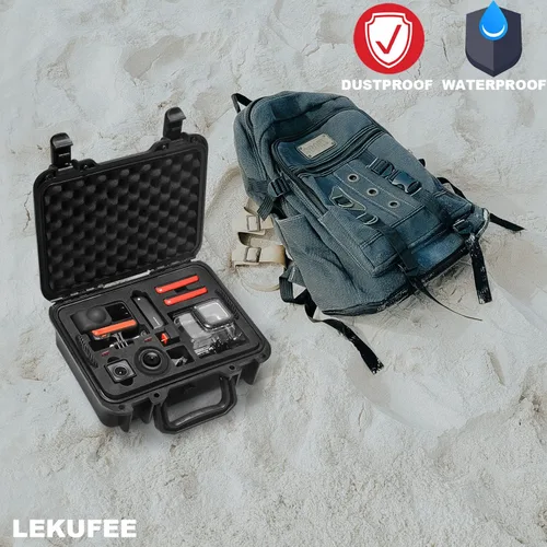 Vista 6 de Lekufee Funda rígida portátil impermeable compatible con cámara de acción Insta360 ONE RS/Insta360 ONE R y accesorios (solo funda)