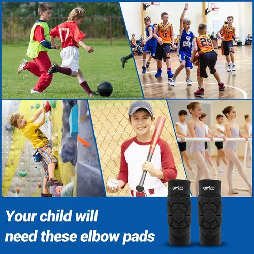 Vista 6 de ONTYZZ 1 par de coderas para niños, coderas, calentadores de brazos de baloncesto, manga protectora para disparos para fútbol, baloncesto, voleibol