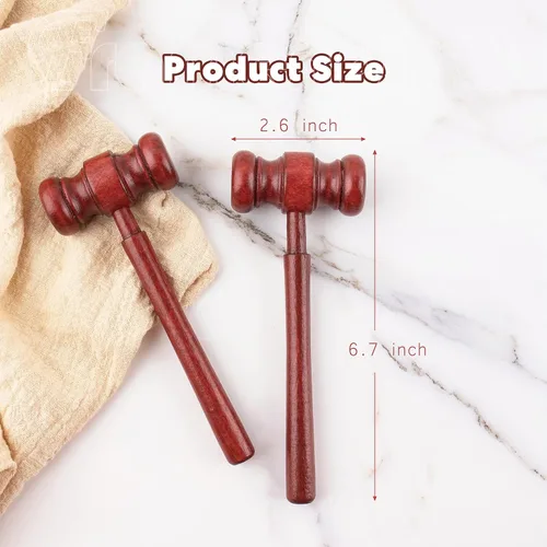 Vista 7 de Framendino, Mini martillo de madera Prop Juez Martillos Abogado de Sala de Justicia Accesorios de disfraces para subasta (4)