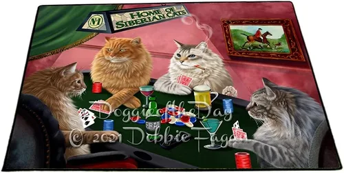 Vista 28 de Doggie of the Day Siberian Cats Floor Mat - 4th of July Independence Day - Best Dog Doormat - Protector Decor - Unique Portrait Art - Premium