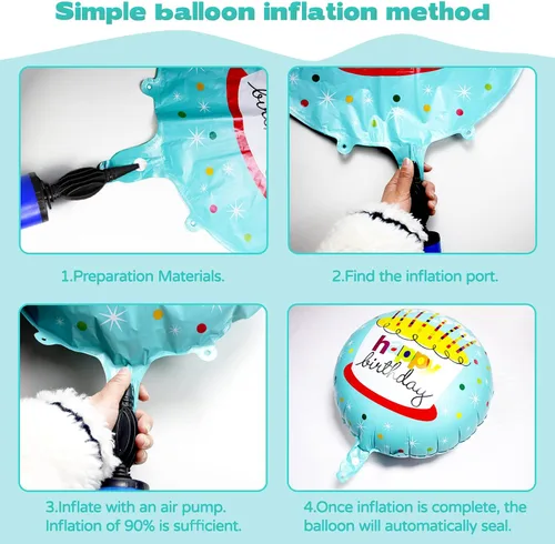 Vista 12 de 24 piezas de globos de aluminio de feliz cumpleaños de 45 cm redondos de helio flotantes de mylar, globos inflables para suministros de decoración