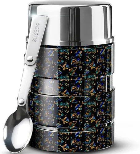 Vista 15 de Earth&ME Termo de acero inoxidable para alimentos calientes de 17 onzas con cuchara plegable, recipiente de alimentos aislado al vacío, termo