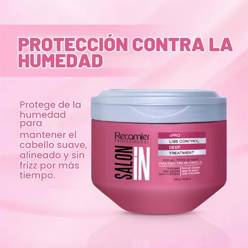 Vista 6 de Salon In de Recamier Máscara de tratamiento profundo Liss Control Cuidado del cabello con control de encrespamiento 10.58 oz / 300 g