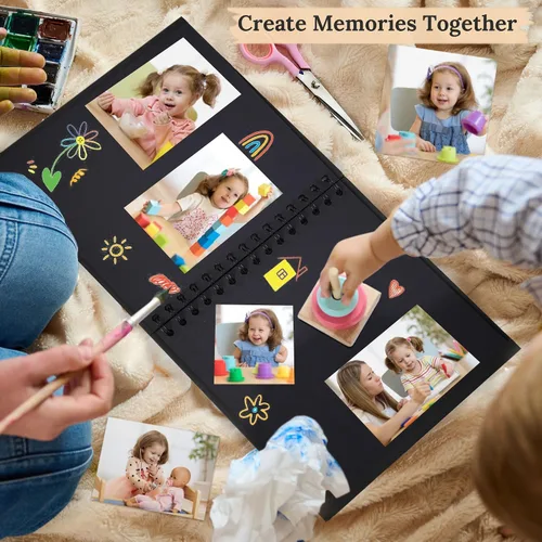 Vista 3 de Álbum de recortes de 7 x 7 pulgadas, álbum de recortes DIY de tapa dura de papel kraft, álbumes de fotos, 40 páginas, perfecto para fotos de 4 x 6