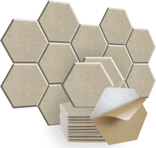 Vista 12 de SHJADE Paquete de 12 paneles acústicos autoadhesivos, acolchado hexagonal a Azul claro