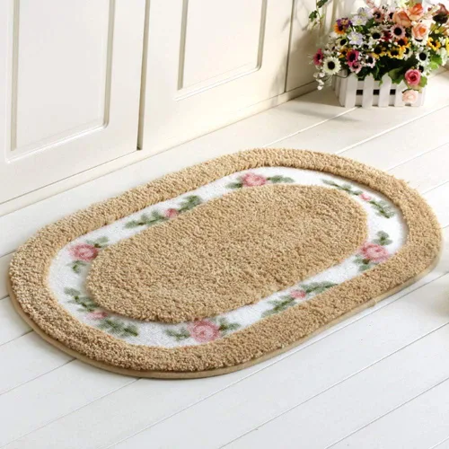 Vista 11 de vctops Elegante tapete de baño con diseño de rosas y flores, tapete de bienvenida para cocina, suave, antideslizante, absorbente, color rosa, 31 x