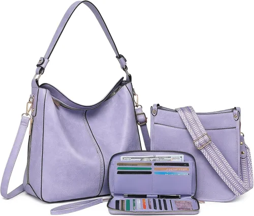 Vista 25 de Carteras para Mujeres 3PCS, Juego de Bolsos Cruzados Bolso Grande de Cuero Carteras de Hombro con Billetera Correas Ajustables para Damas Tote