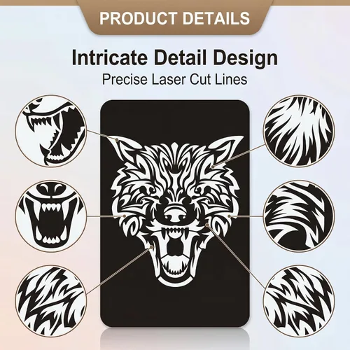 Vista 5 de Kotbs 6 hojas de plantillas temporales de tatuaje, 34 piezas de plantillas de tatuajes de henna con patrón de tótem de tigre y lobo, plantillas