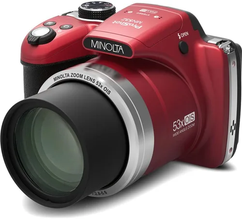 Vista 4 de MINOLTA MN53Z 16 MP / 1080P FHD Bridge Cámara digital con zoom óptico de 53x (Rojo) Paquete con tarjeta de memoria de 32GB + Bolsa para cámara + Kit