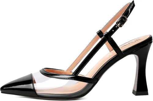 Vista 2 de Zapatos de tacón alto para mujer, con hebilla sólida, tacón alto, con hebilla sólida, 3.3 pulgadas