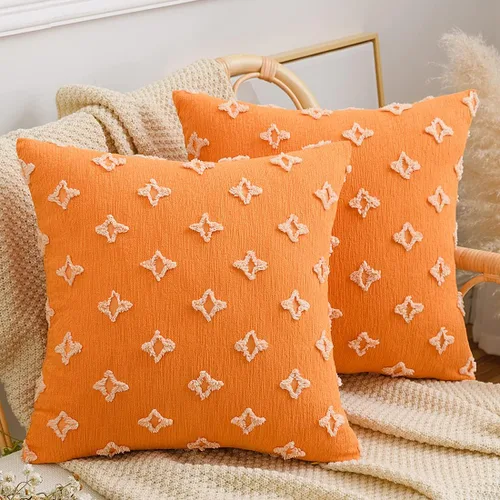 Vista 17 de vctops Juego de 2 fundas de cojín decorativas de algodón estilo bohemio copetudo, súper suaves y cómodas para sofá, cama, automóvil