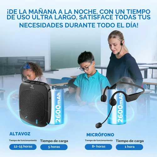 Vista 4 de Amplificador de voz Bluetooth con micrófono inalámbrico C007 Microphone with Speaker Combo,Wireless Amplifier Headset ,Portable PA