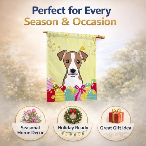 Vista 407 de Caroline's Treasures BB1923GF Bandera decorativa para jardín con diseño de Border Collie, para caza de huevos de Pascua, para jardín, jardín, patio