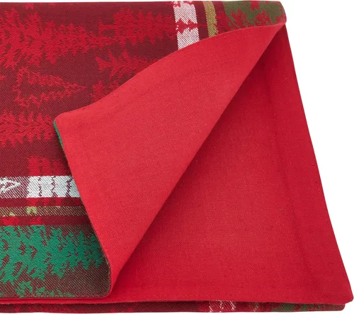 Vista 2 de Saro Lifestyle Camino de mesa a cuadros con árbol de Navidad, multicolor, 13 x 54 pulgadas