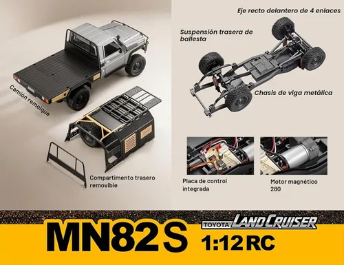 Vista 7 de WPLDEWAN MN82S RC Rock Crawler RC Camión RC 4x4 Escala 1/12 Toyota Land