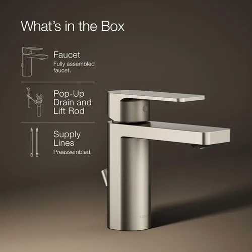 Vista 13 de Kohler 23472-4-BN Parallel® - Grifo para lavabo de baño con mango único, 1.2 gpm, níquel cepillado vibrante