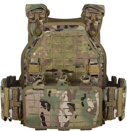 Vista 12 de vAv YAKEDA Chaleco táctico de liberación rápida con corte láser multicam, chaleco ligero