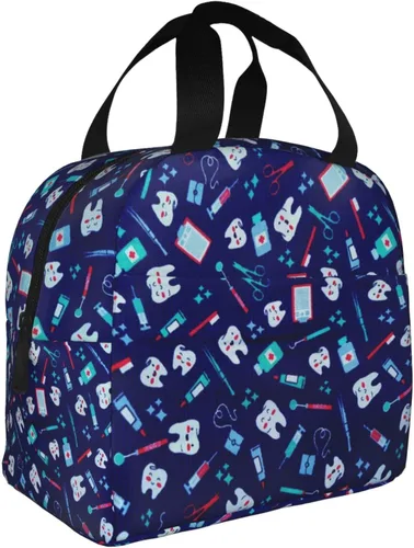 Vista 2 de Bolsa de Almuerzo Higienista Dental Lonchera para Mujeres y Hombres Bolsa de Picnic Aislada Enfriador Térmico Bolsa Tote Linda para Trabajo Camping