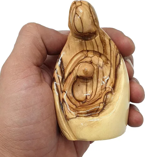 Vista 2 de Zuluf HOF027 - Figura de madera de olivo de 3.1 pulgadas, pequeña Natividad tallada a mano de José, Virgen María y Niño Jesús, inauguración de casa