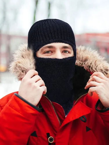 Vista 4 de 2 máscaras faciales de invierno para esquí, pasamontañas de punto cálido para hombres y mujeres, forro polar resistente al viento para deportes al