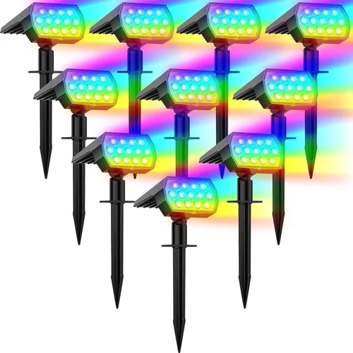 Vista 12 de WELALO Focos solares para exteriores, [2 unidades/65 LED/3 modos] focos solares de paisaje, luces de seguridad alimentadas por energía solar, luces