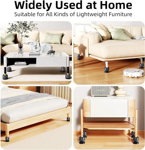 Vista 8 de Elevadores de sofá ajustables, elevadores de muebles resistentes para sofá, silla, patas de mesa, paquete de 4 elevadores de cama de ABS