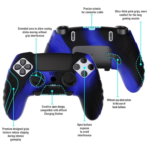 Vista 12 de PlayVital Guardian Edition Anti-Slip Ergonomic Silicone Cover Case for ps5 Edge Controller, Soft Rubber Protector Skin for ps5 Edge Wireless
