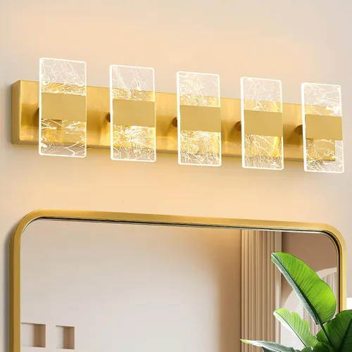 Vista 17 de Moderna lámpara LED de baño, regulable, 2 luces, color negro, 5CCT, ajustable, luces de tocador sobre el espejo, luces LED de acrílico ahumado